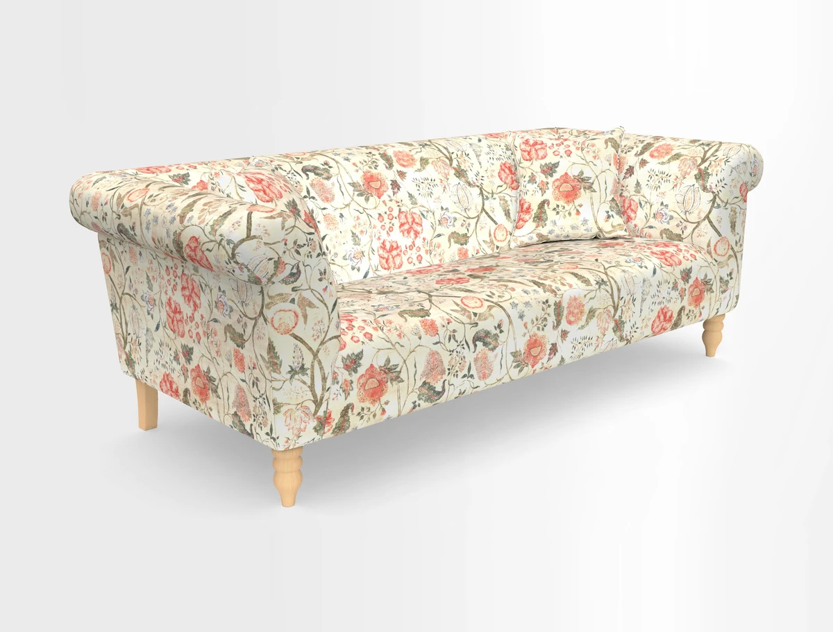 Exbury 3-seater sofa in Frond Stripe Large Storm with scatters in Frond All Over