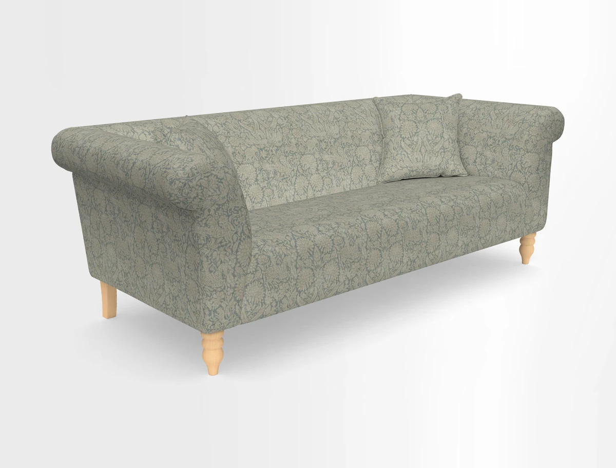 Exbury 3-seater sofa in Frond Stripe Large Storm with scatters in Frond All Over