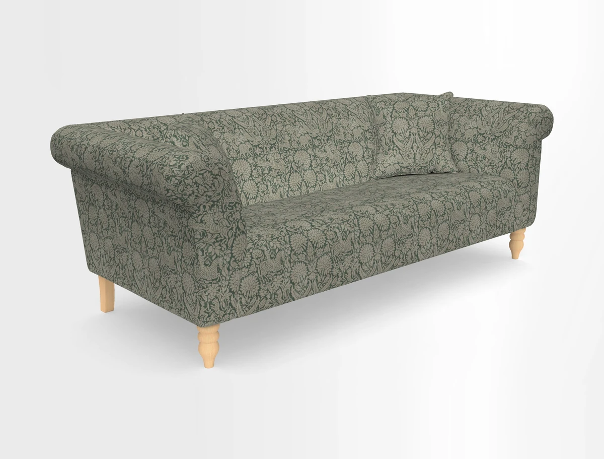 Exbury 3-seater sofa in Frond Stripe Large Storm with scatters in Frond All Over