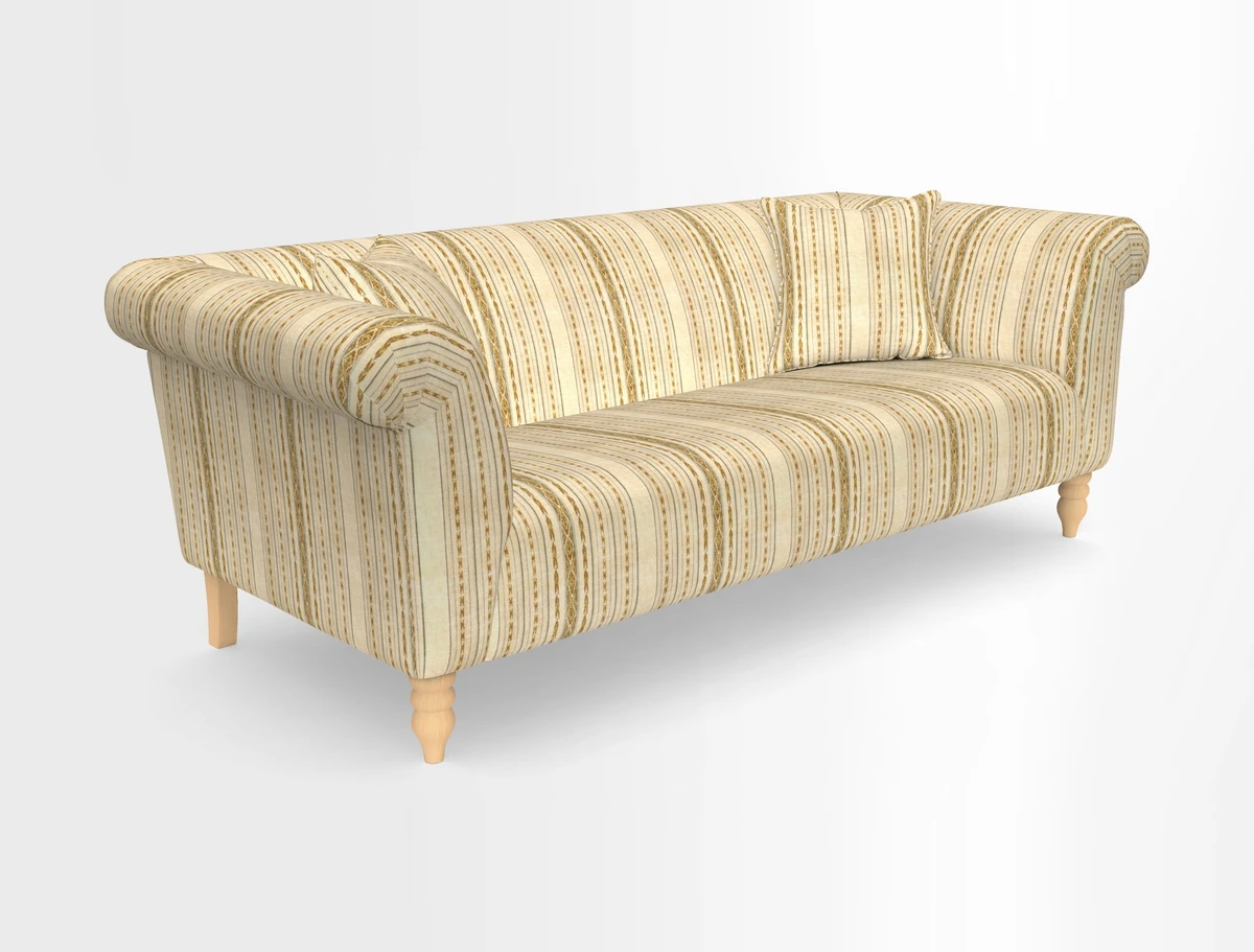 Exbury 3-seater sofa in Frond Stripe Large Storm with scatters in Frond All Over