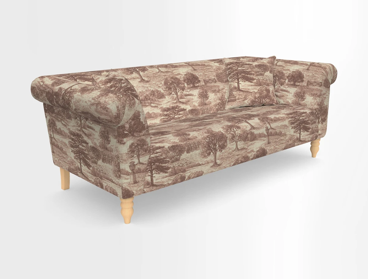 Exbury 3-seater sofa in Frond Stripe Large Storm with scatters in Frond All Over