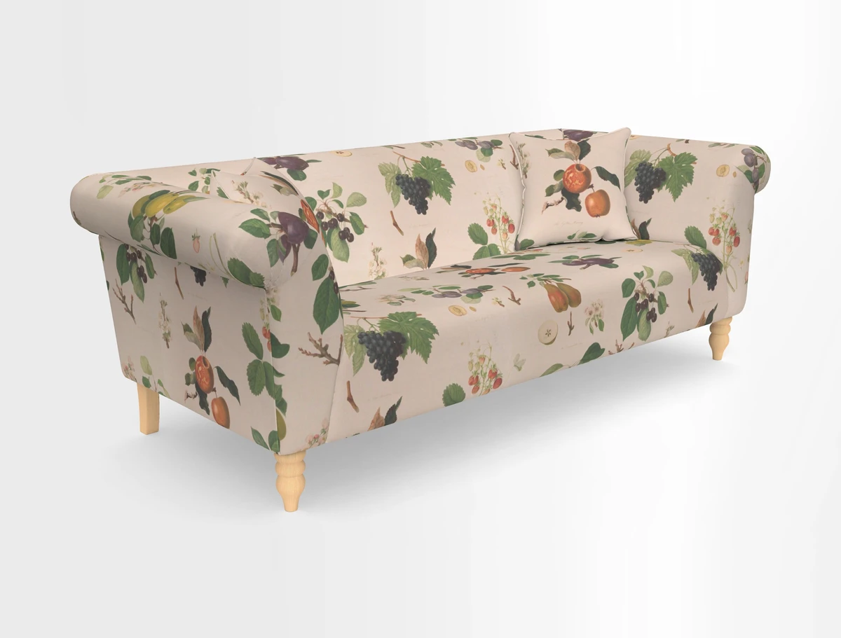 Exbury 3-seater sofa in Frond Stripe Large Storm with scatters in Frond All Over