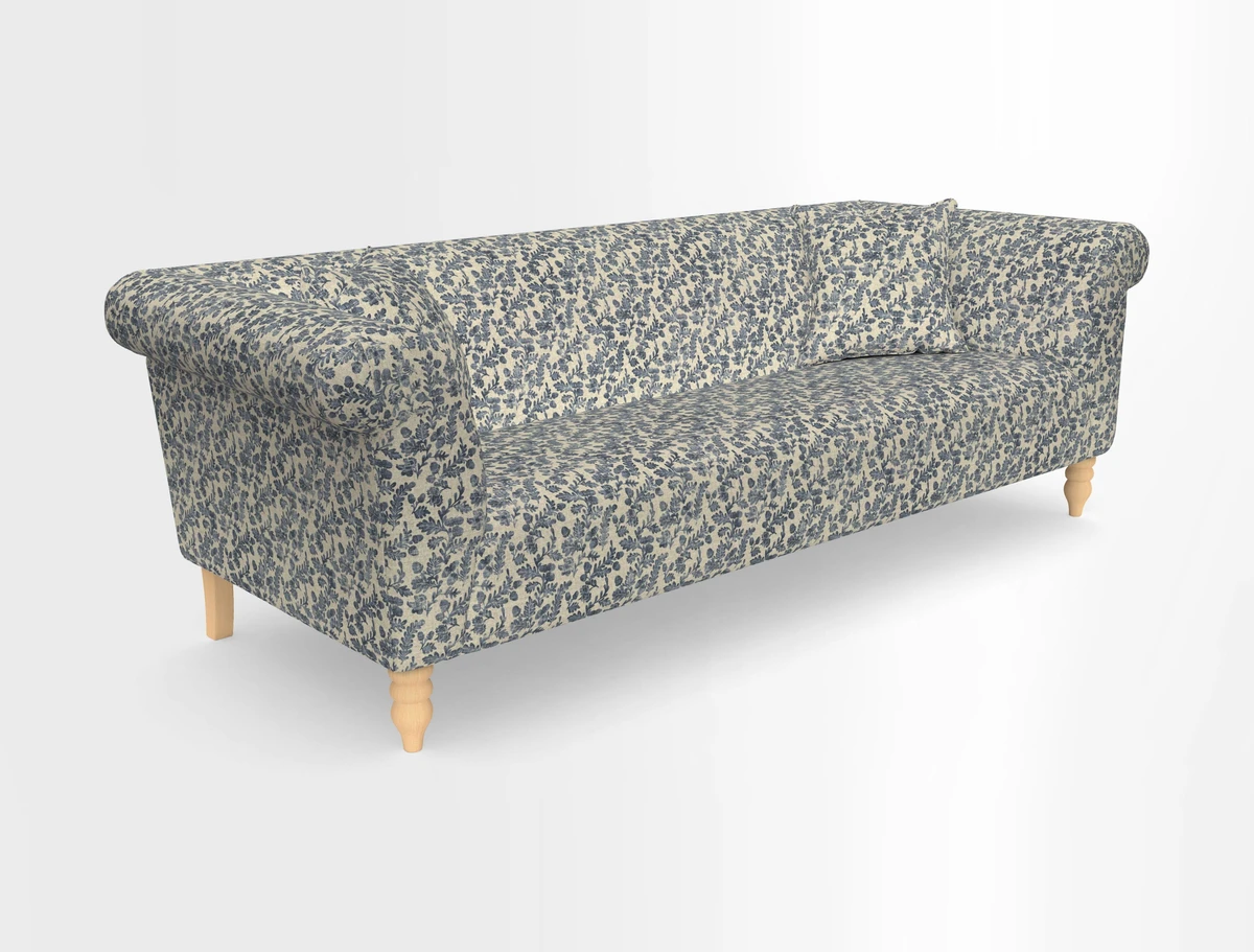 Exbury 3-seater sofa in Frond Stripe Large Storm with scatters in Frond All Over