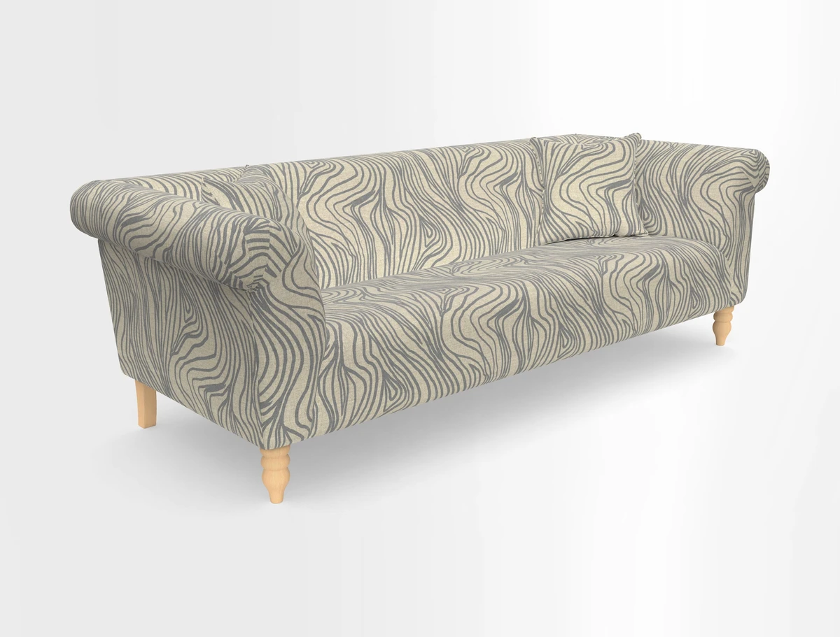 Exbury 3-seater sofa in Frond Stripe Large Storm with scatters in Frond All Over