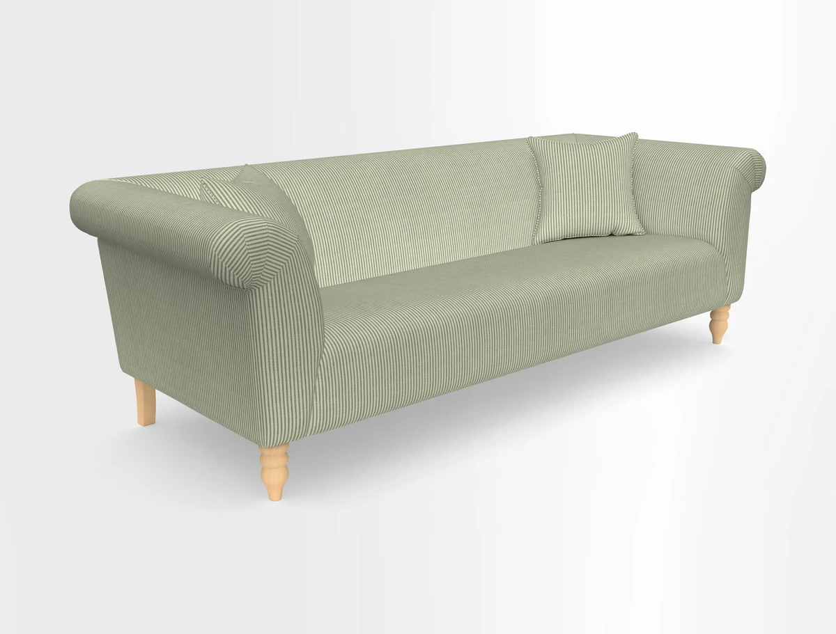 Exbury 3-seater sofa in Frond Stripe Large Storm with scatters in Frond All Over