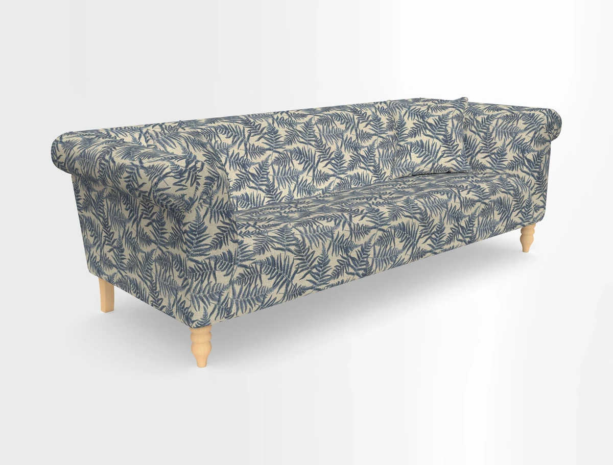 Exbury 3-seater sofa in Frond Stripe Large Storm with scatters in Frond All Over