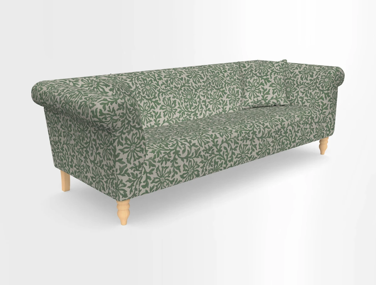 Exbury 3-seater sofa in Frond Stripe Large Storm with scatters in Frond All Over
