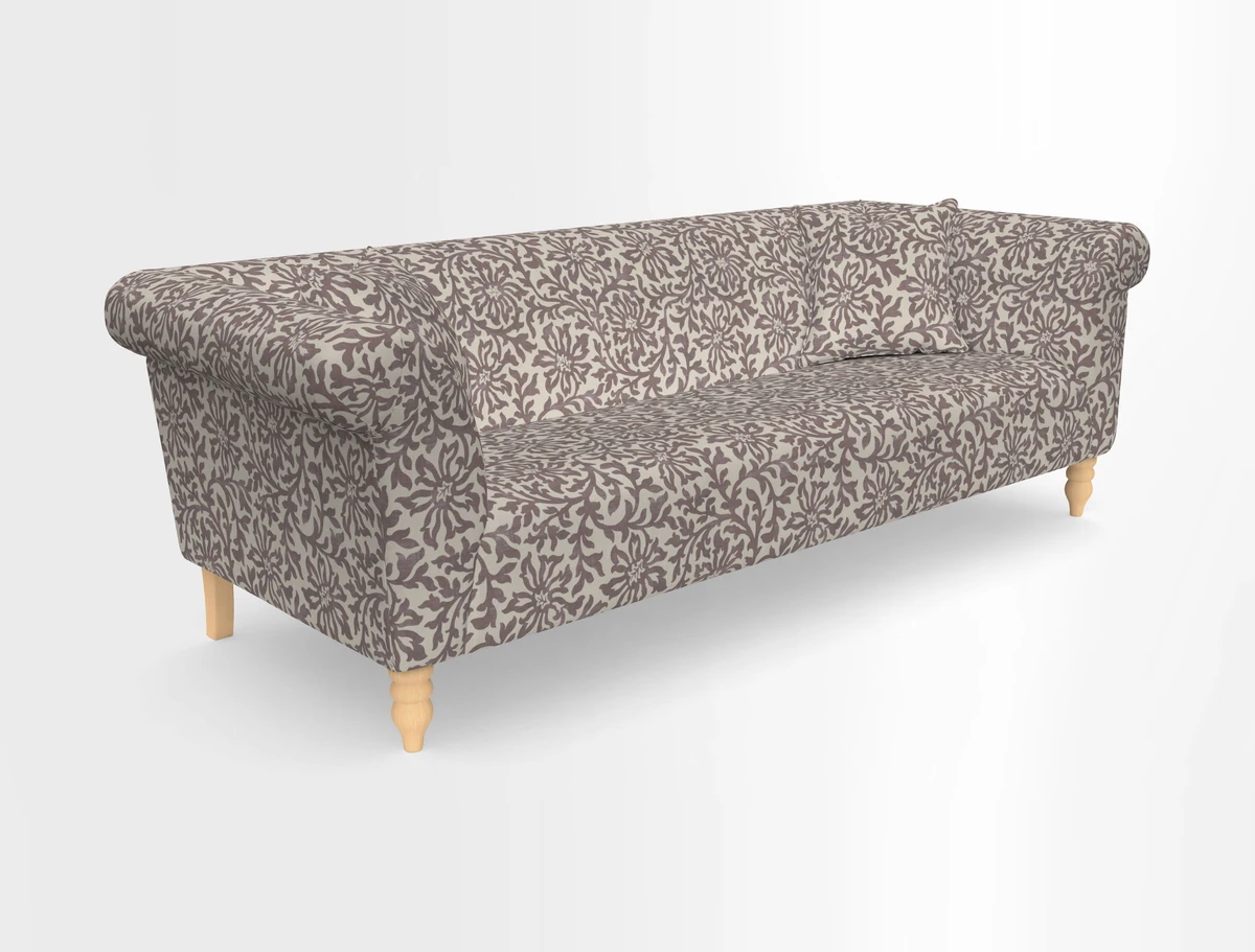 Exbury 3-seater sofa in Frond Stripe Large Storm with scatters in Frond All Over