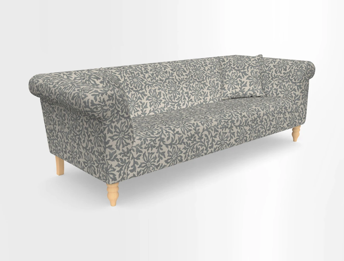 Exbury 3-seater sofa in Frond Stripe Large Storm with scatters in Frond All Over