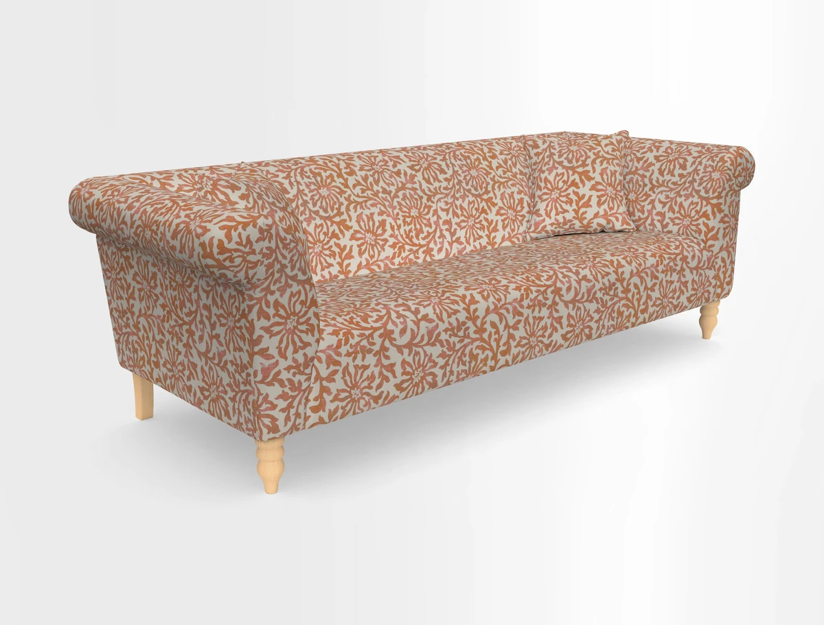 Exbury 3-seater sofa in Frond Stripe Large Storm with scatters in Frond All Over