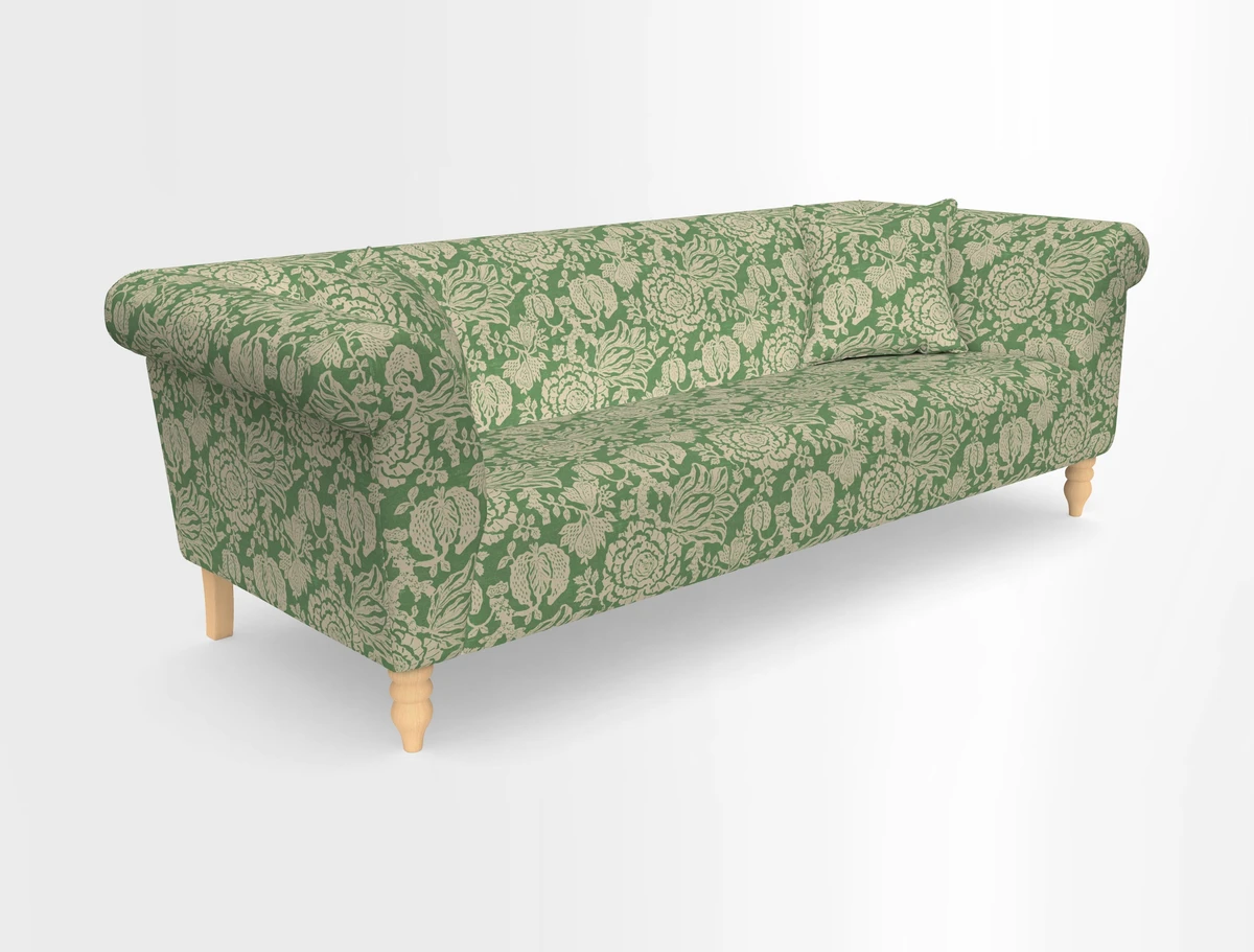 Exbury 3-seater sofa in Frond Stripe Large Storm with scatters in Frond All Over