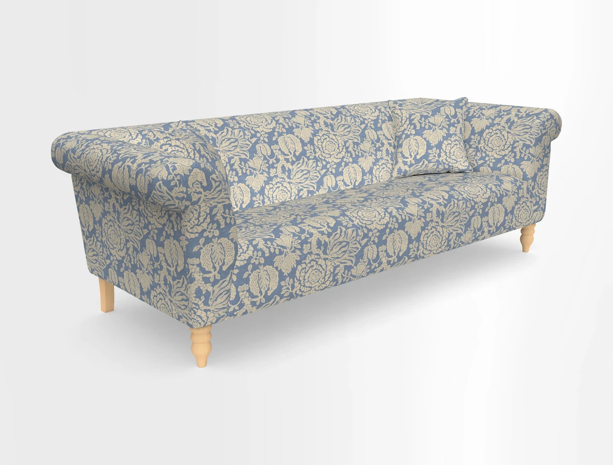 Exbury 3-seater sofa in Frond Stripe Large Storm with scatters in Frond All Over