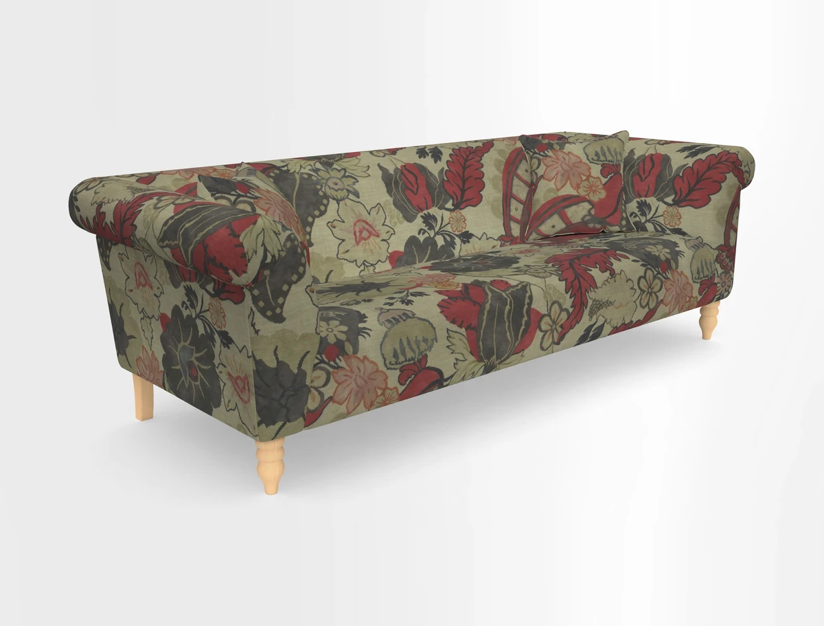 Exbury 3-seater sofa in Frond Stripe Large Storm with scatters in Frond All Over