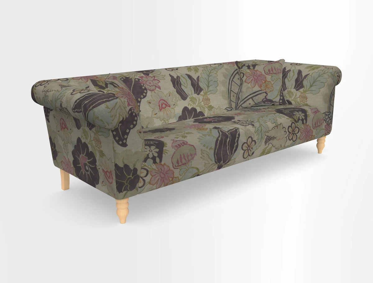 Exbury 3-seater sofa in Frond Stripe Large Storm with scatters in Frond All Over