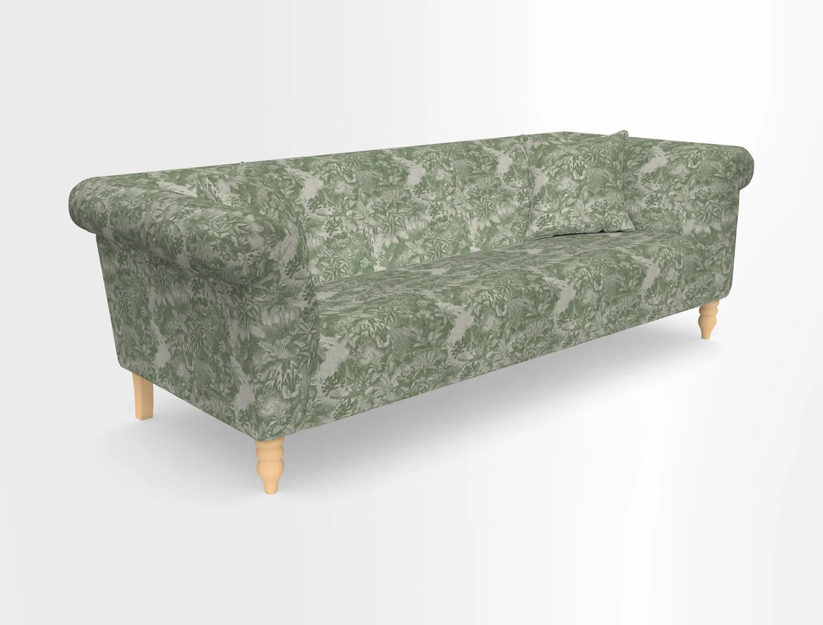 Exbury 3-seater sofa in Frond Stripe Large Storm with scatters in Frond All Over