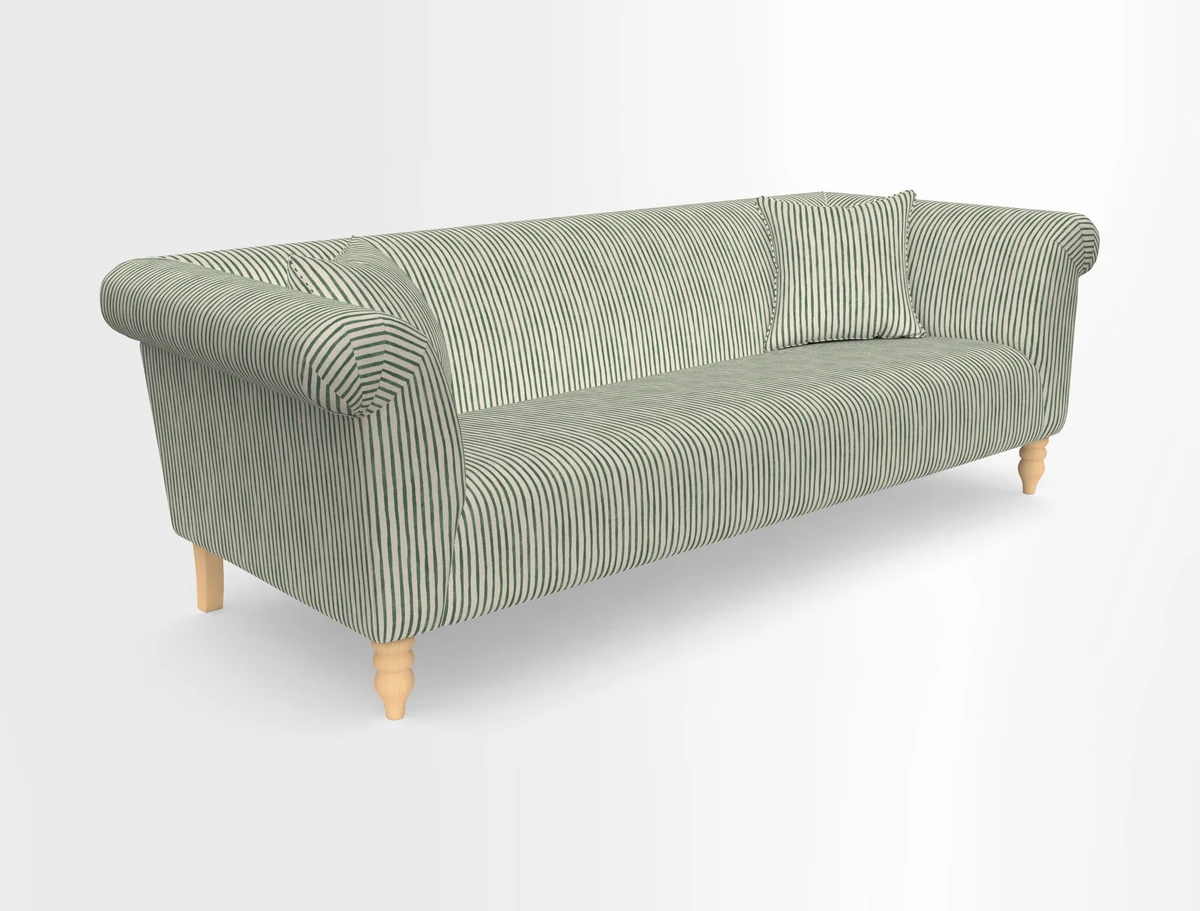 Exbury 3-seater sofa in Frond Stripe Large Storm with scatters in Frond All Over