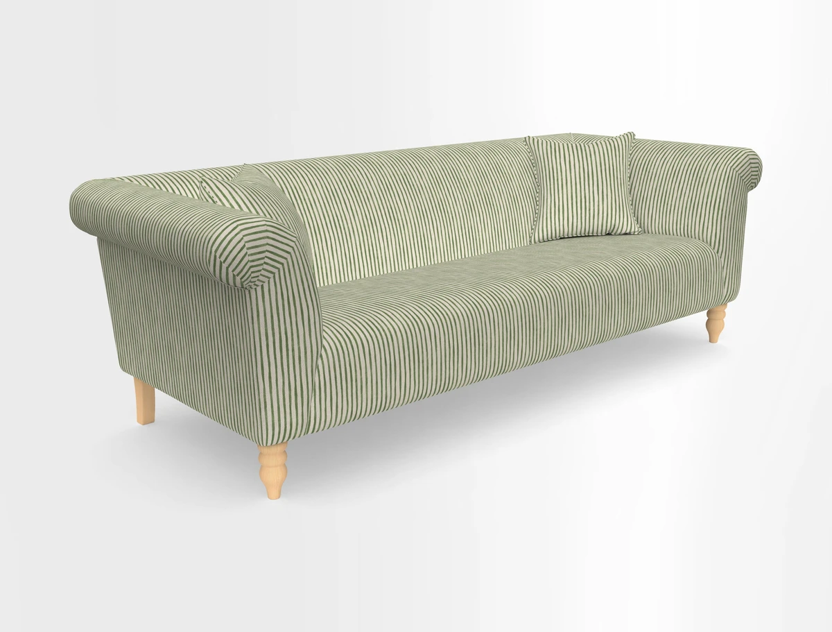 Exbury 3-seater sofa in Frond Stripe Large Storm with scatters in Frond All Over