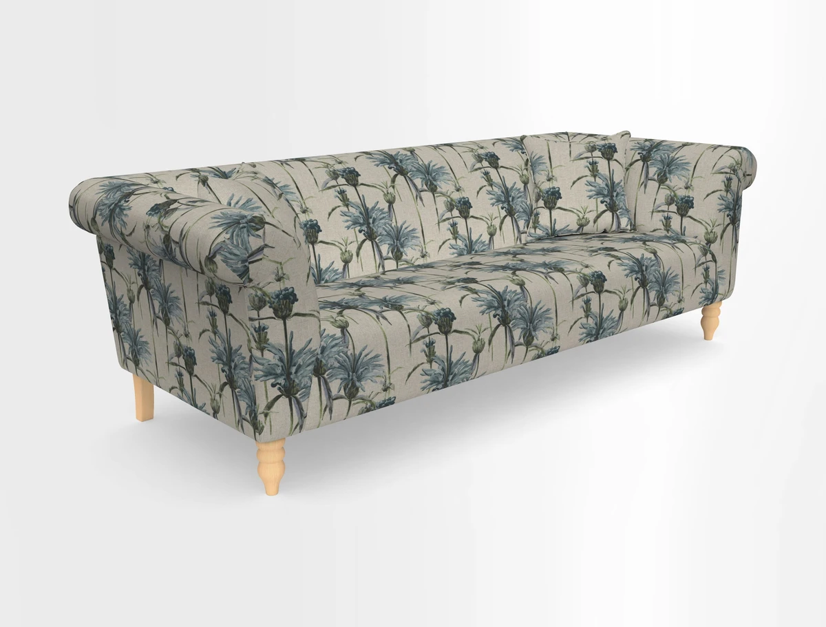 Exbury 3-seater sofa in Frond Stripe Large Storm with scatters in Frond All Over