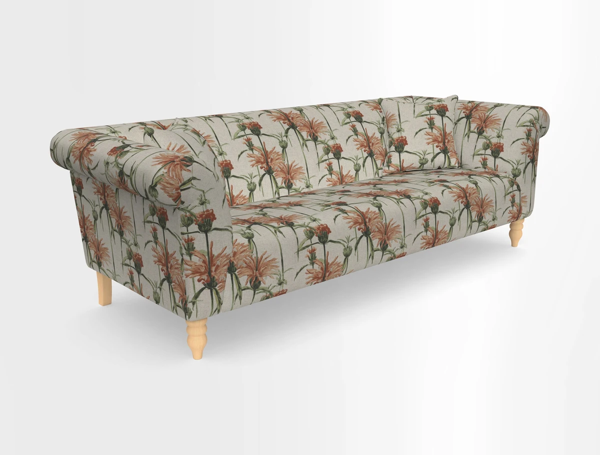 Exbury 3-seater sofa in Frond Stripe Large Storm with scatters in Frond All Over