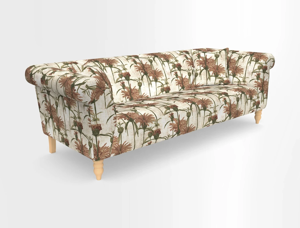 Exbury 3-seater sofa in Frond Stripe Large Storm with scatters in Frond All Over