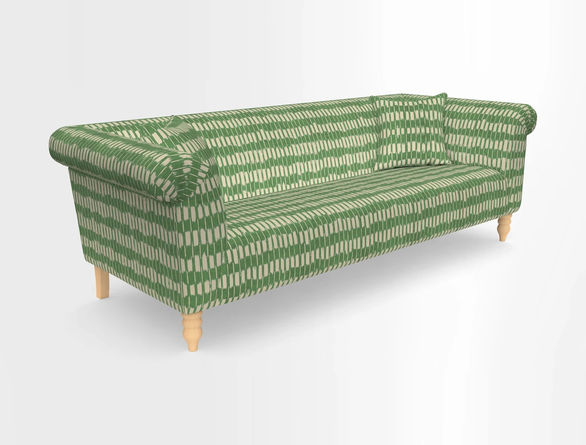 Exbury 3-seater sofa in Frond Stripe Large Storm with scatters in Frond All Over