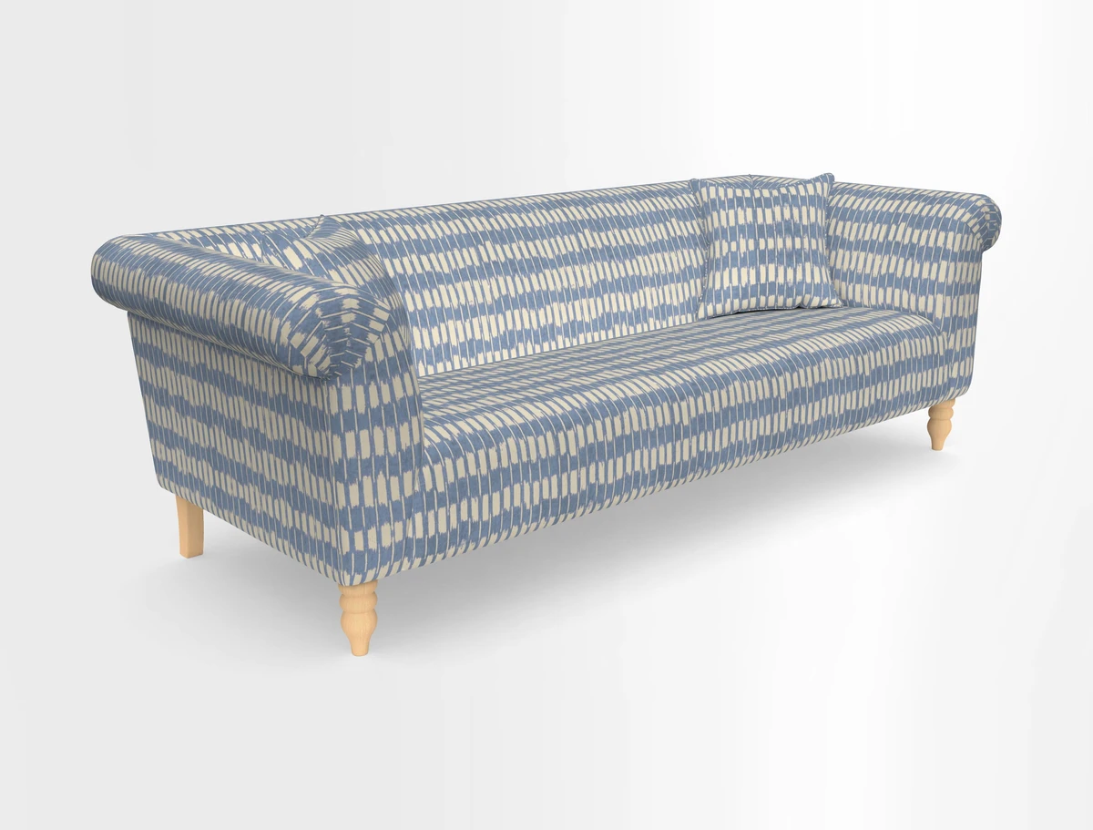 Exbury 3-seater sofa in Frond Stripe Large Storm with scatters in Frond All Over