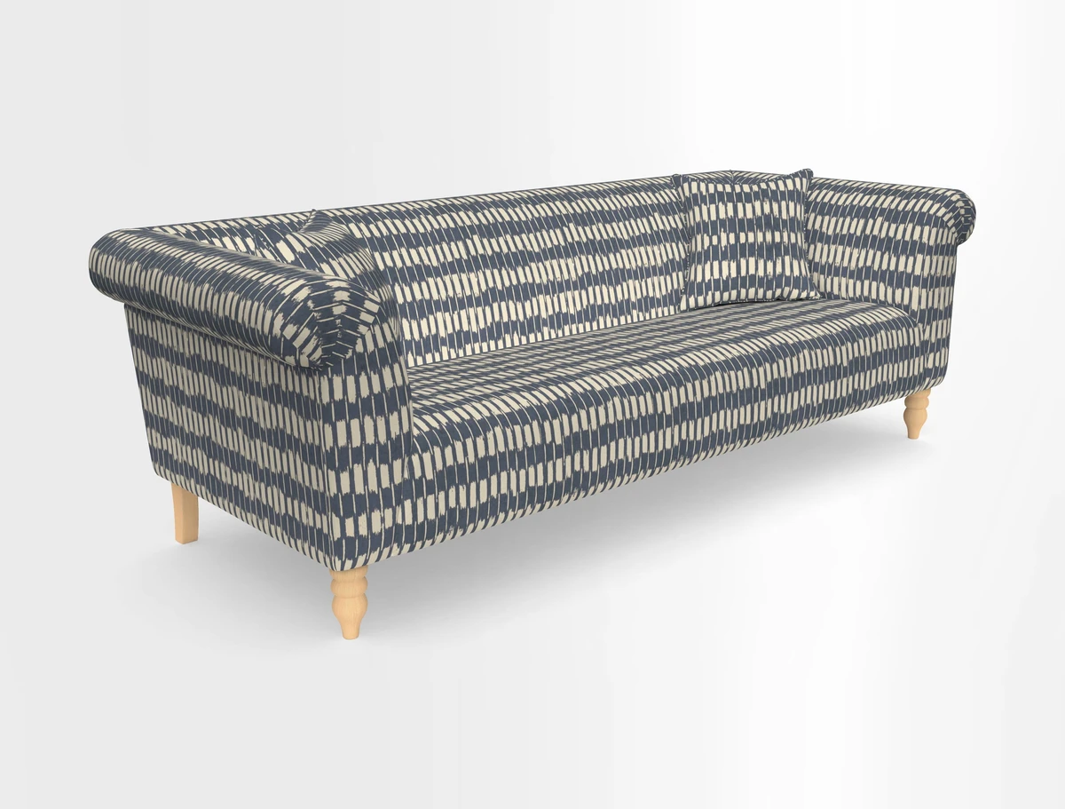 Exbury 3-seater sofa in Frond Stripe Large Storm with scatters in Frond All Over