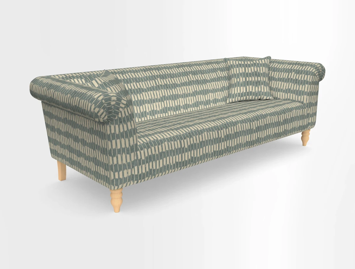 Exbury 3-seater sofa in Frond Stripe Large Storm with scatters in Frond All Over