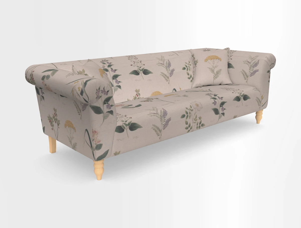 Exbury 3-seater sofa in Frond Stripe Large Storm with scatters in Frond All Over