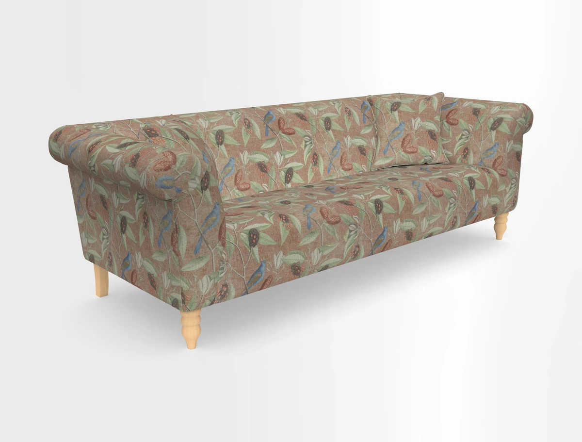 Exbury 3-seater sofa in Frond Stripe Large Storm with scatters in Frond All Over