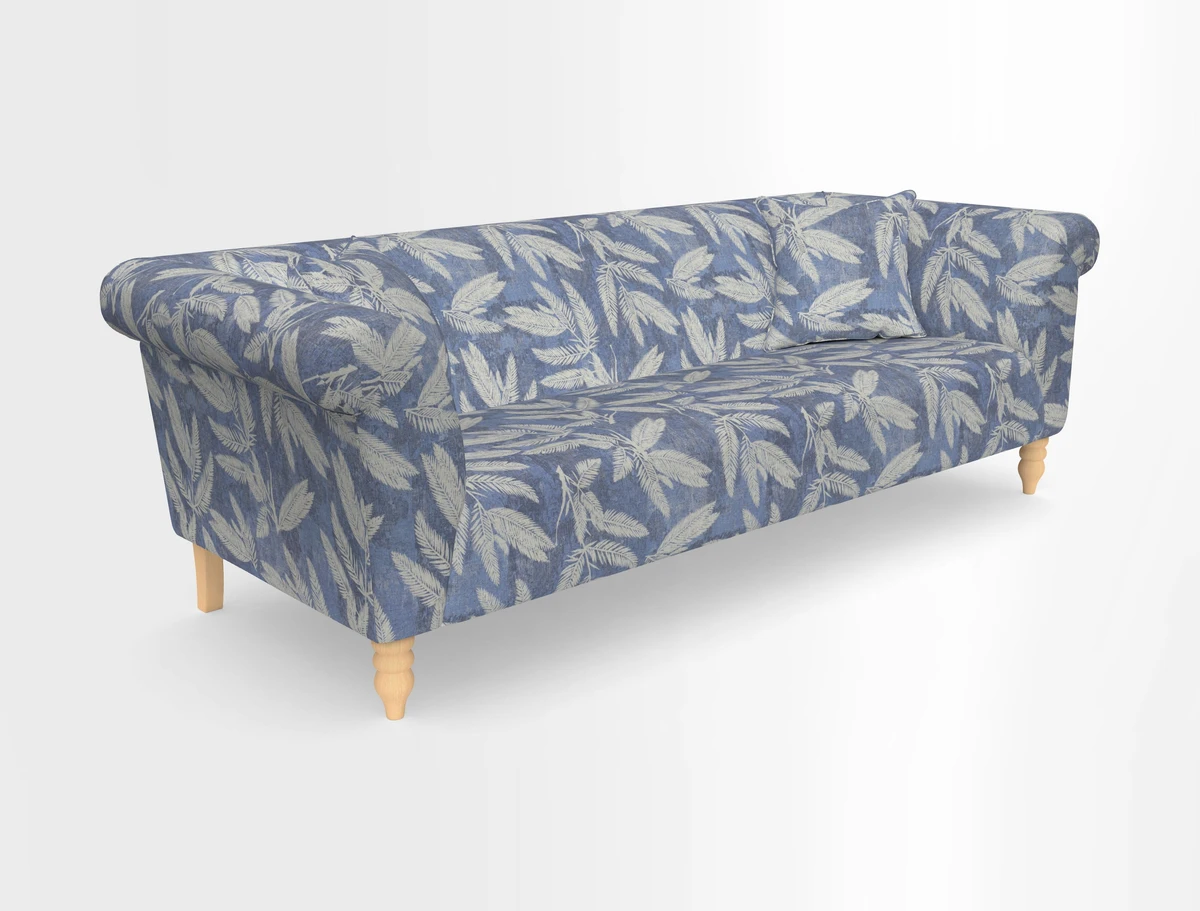 Exbury 3-seater sofa in Frond Stripe Large Storm with scatters in Frond All Over