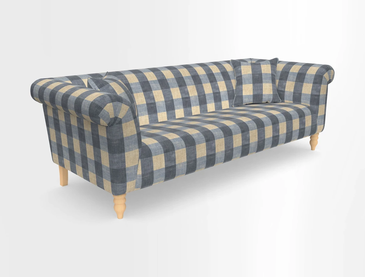 Exbury 3-seater sofa in Frond Stripe Large Storm with scatters in Frond All Over