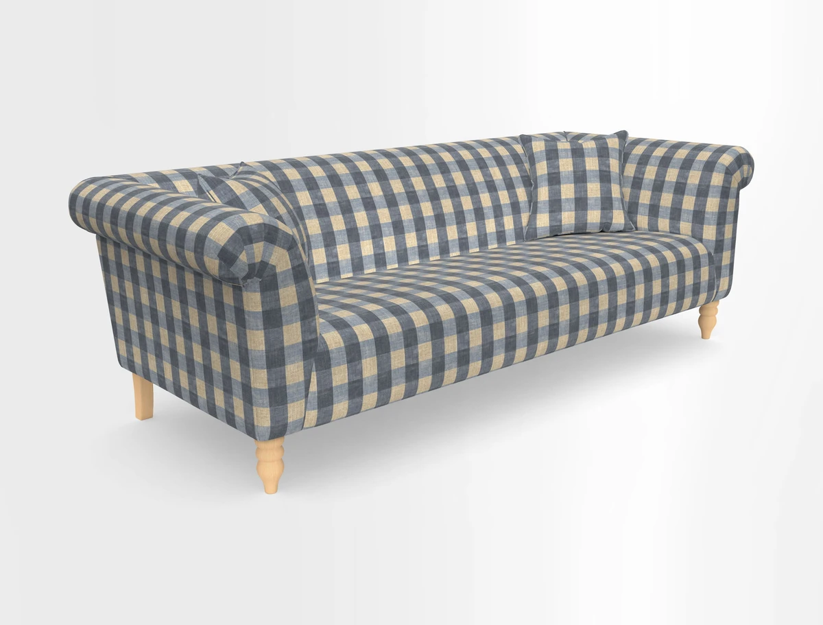 Exbury 3-seater sofa in Frond Stripe Large Storm with scatters in Frond All Over