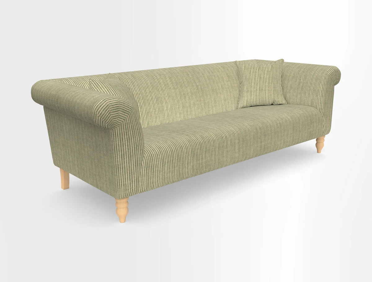 Exbury 3-seater sofa in Frond Stripe Large Storm with scatters in Frond All Over