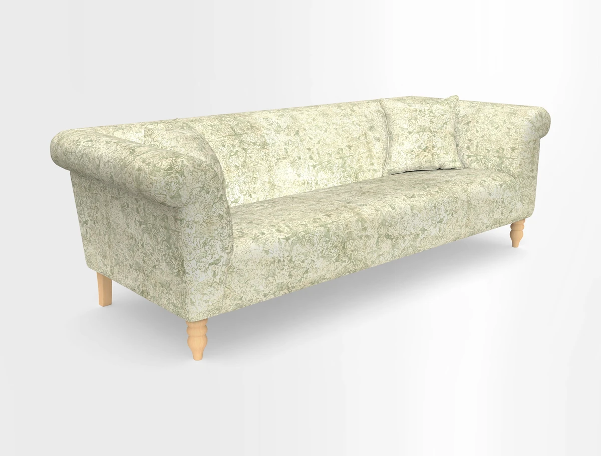 Exbury 3-seater sofa in Frond Stripe Large Storm with scatters in Frond All Over