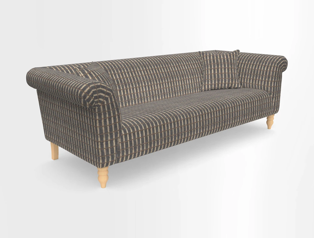 Exbury 3-seater sofa in Frond Stripe Large Storm with scatters in Frond All Over