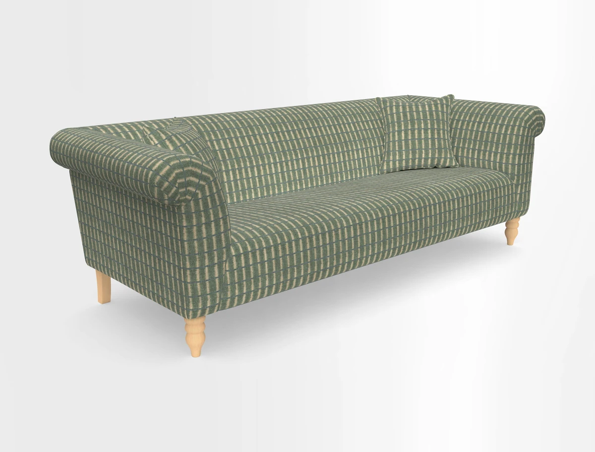 Exbury 3-seater sofa in Frond Stripe Large Storm with scatters in Frond All Over