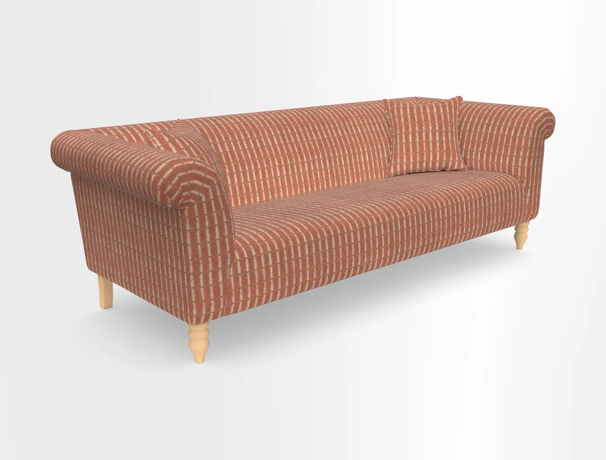 Exbury 3-seater sofa in Frond Stripe Large Storm with scatters in Frond All Over