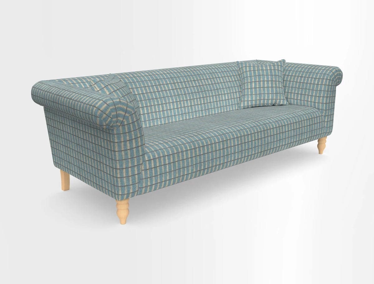 Exbury 3-seater sofa in Frond Stripe Large Storm with scatters in Frond All Over