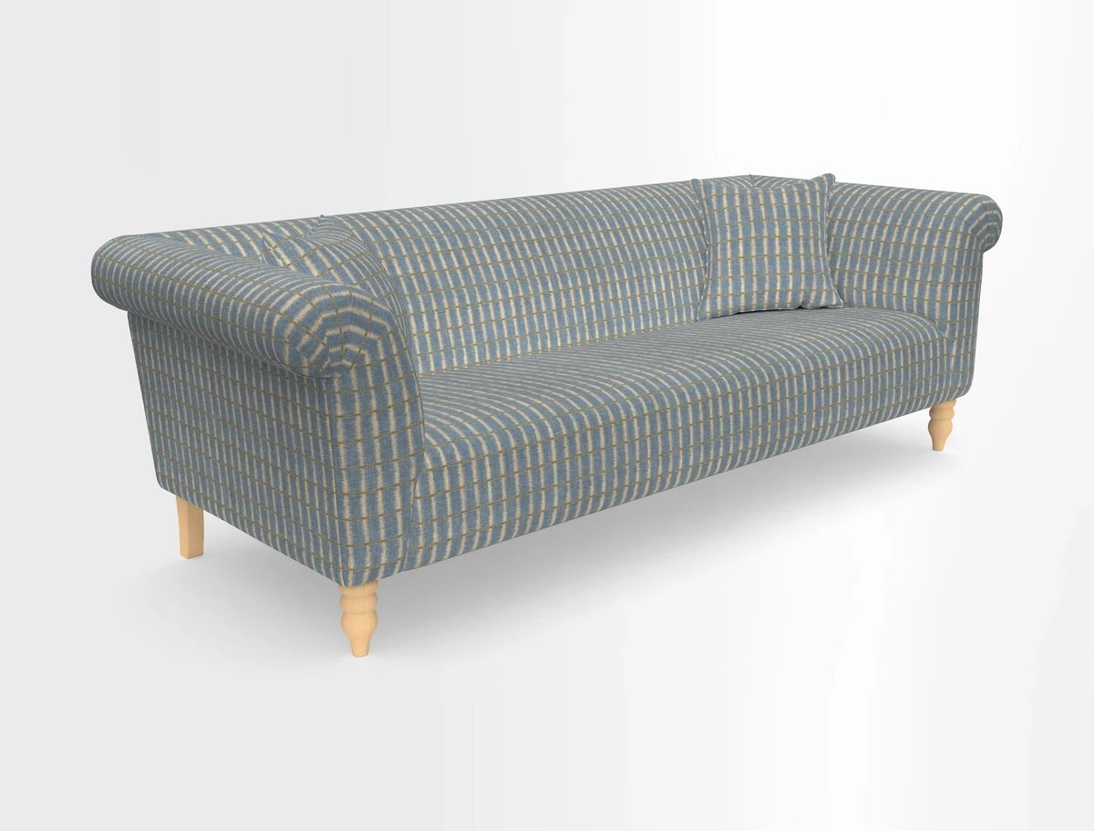 Exbury 3-seater sofa in Frond Stripe Large Storm with scatters in Frond All Over