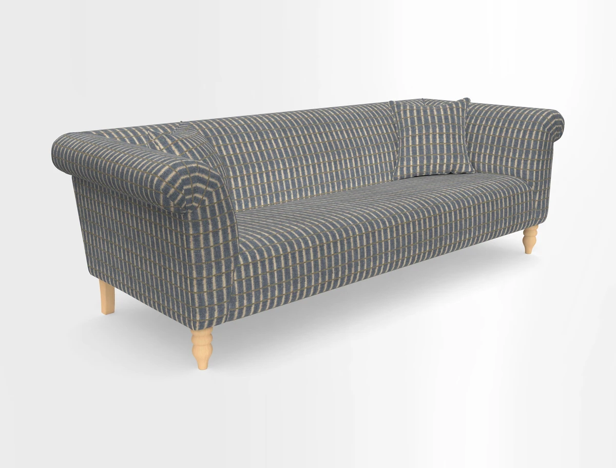 Exbury 3-seater sofa in Frond Stripe Large Storm with scatters in Frond All Over