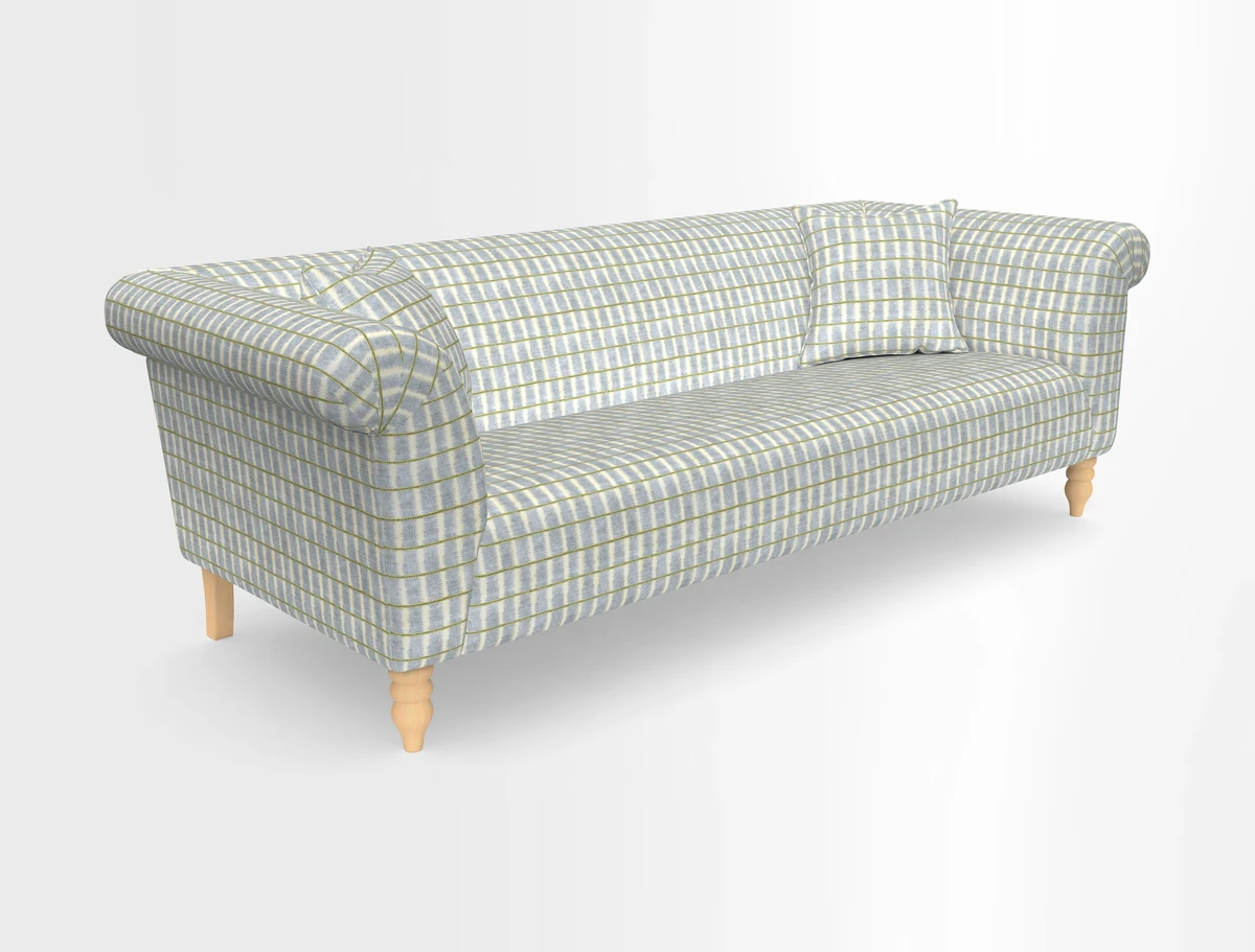 Exbury 3-seater sofa in Frond Stripe Large Storm with scatters in Frond All Over