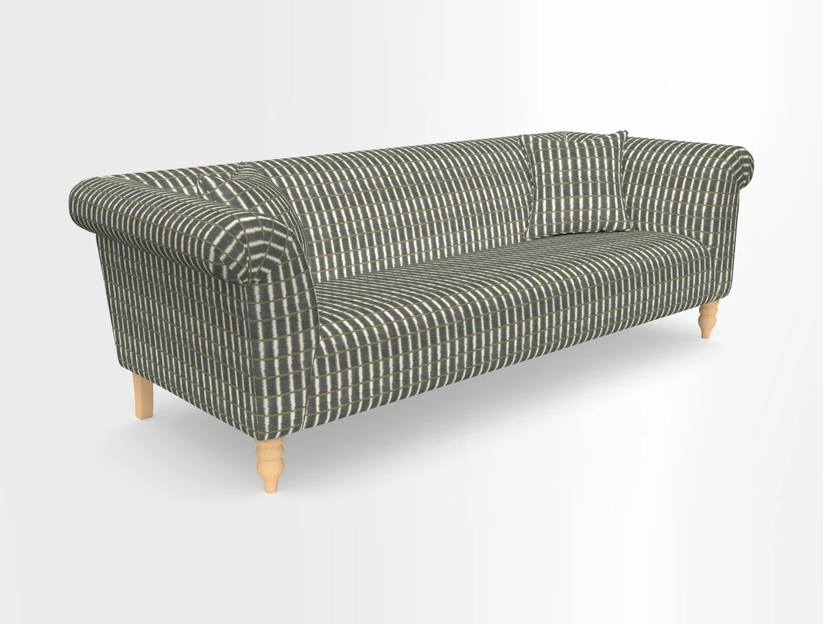 Exbury 3-seater sofa in Frond Stripe Large Storm with scatters in Frond All Over
