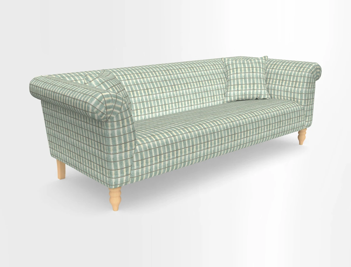 Exbury 3-seater sofa in Frond Stripe Large Storm with scatters in Frond All Over
