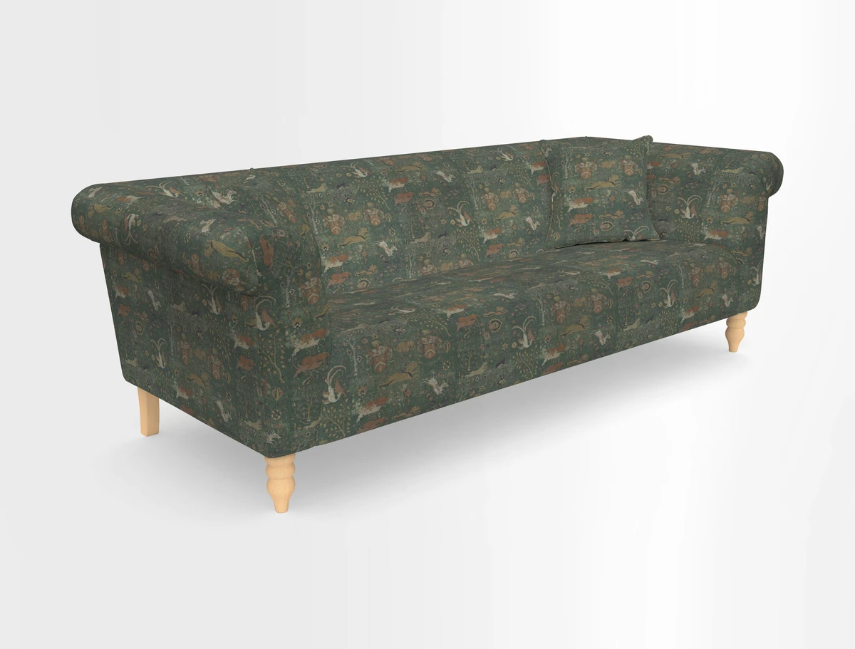Exbury 3-seater sofa in Frond Stripe Large Storm with scatters in Frond All Over