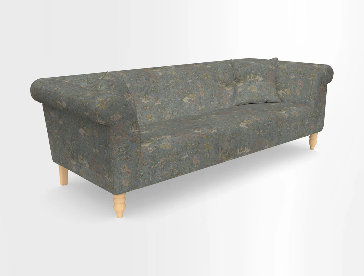 Exbury 3-seater sofa in Frond Stripe Large Storm with scatters in Frond All Over