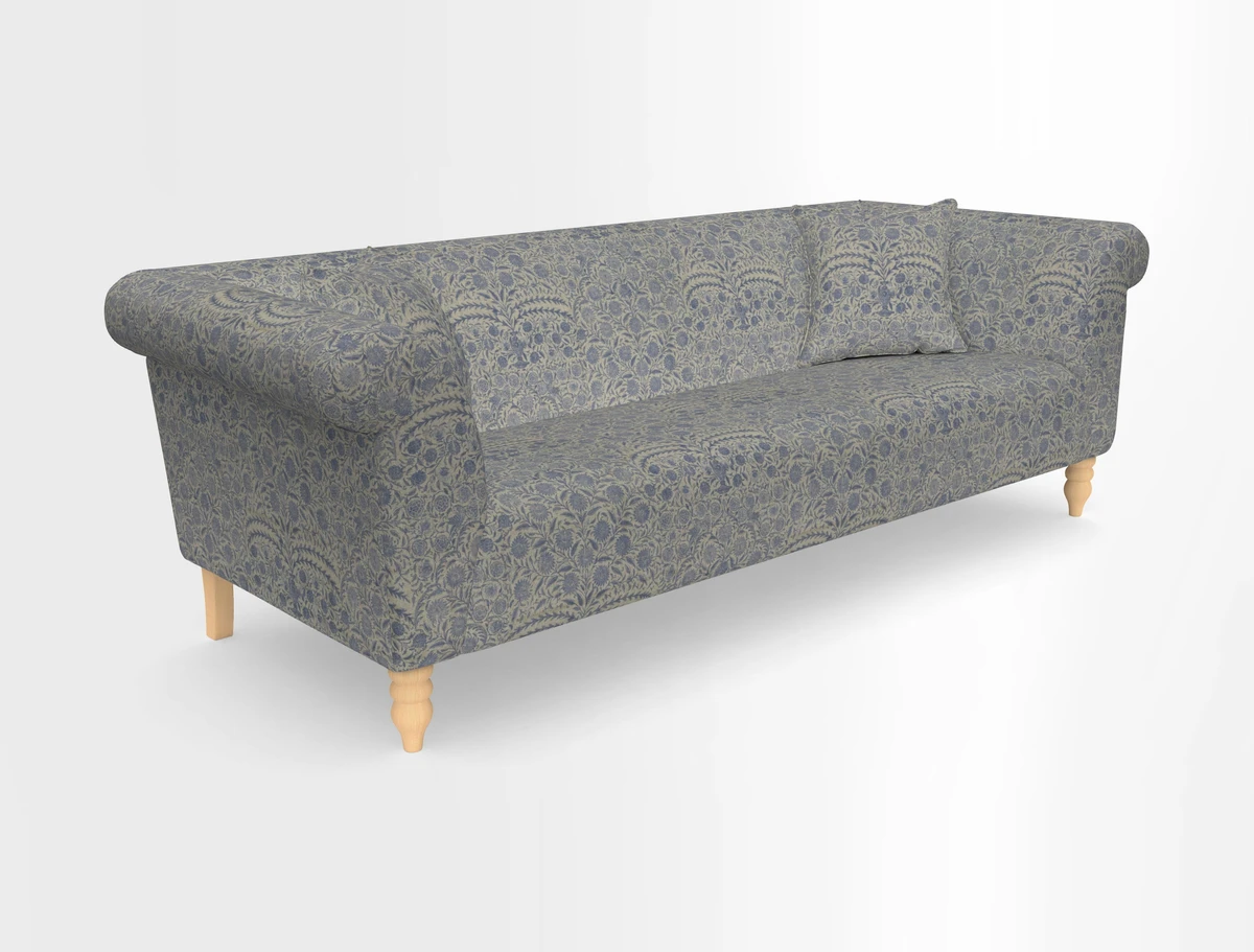 Exbury 3-seater sofa in Frond Stripe Large Storm with scatters in Frond All Over