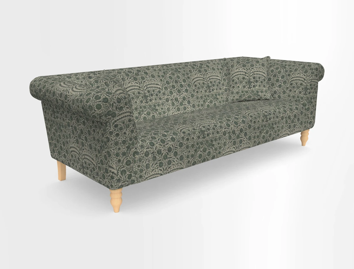 Exbury 3-seater sofa in Frond Stripe Large Storm with scatters in Frond All Over