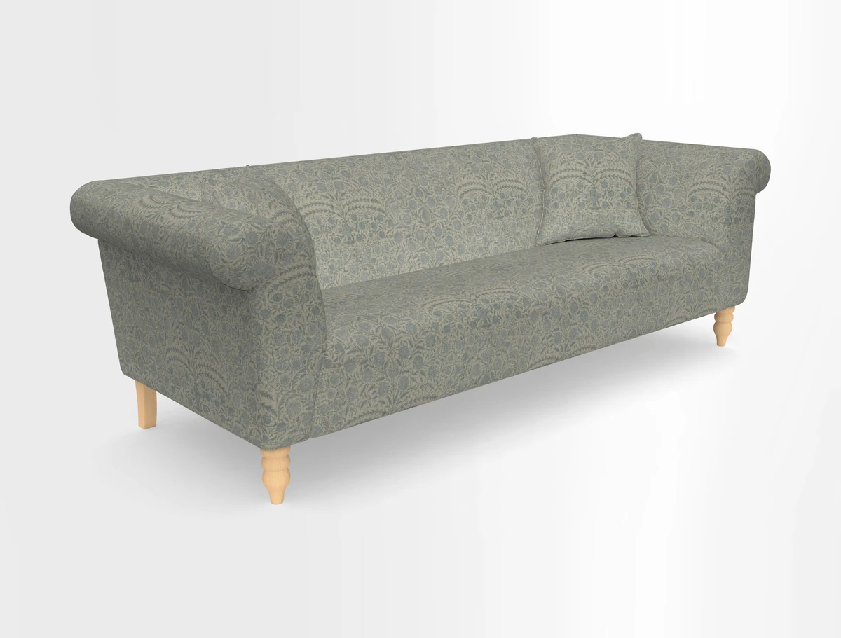 Exbury 3-seater sofa in Frond Stripe Large Storm with scatters in Frond All Over