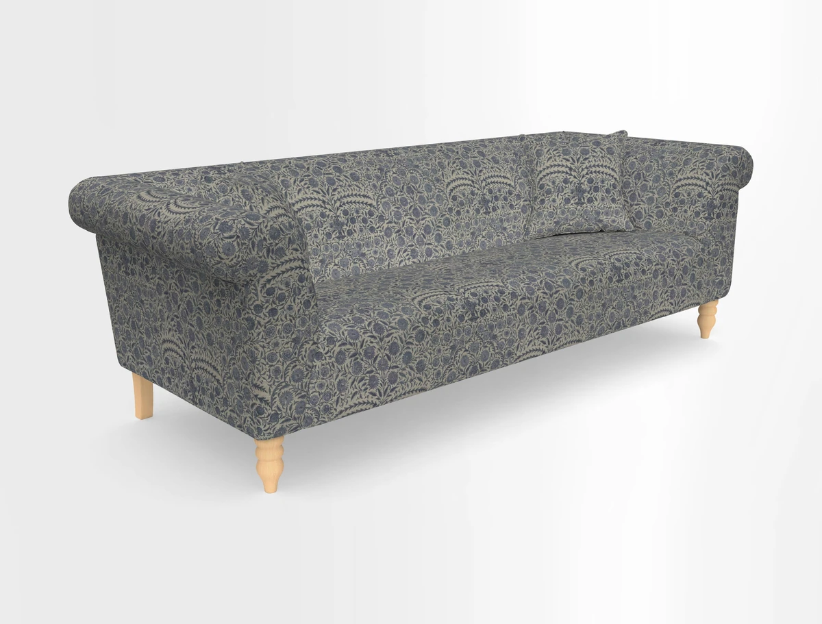 Exbury 3-seater sofa in Frond Stripe Large Storm with scatters in Frond All Over